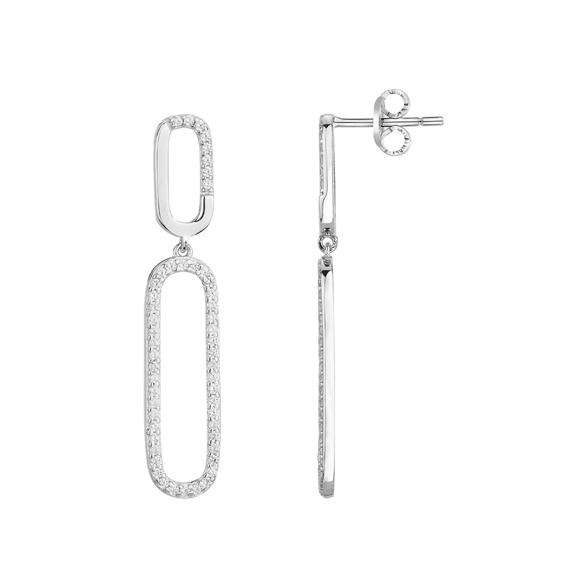 Boucles d'oreilles pendantes en Argent avec oxyde de zirconium blanc