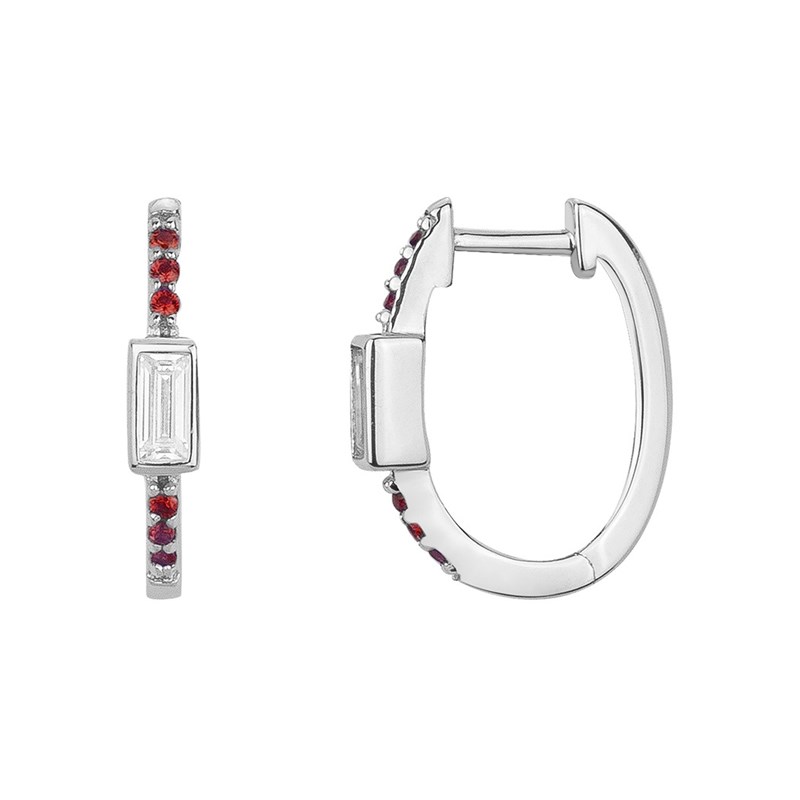 Boucles d'oreilles en Argent avec spinelle rouge rubis