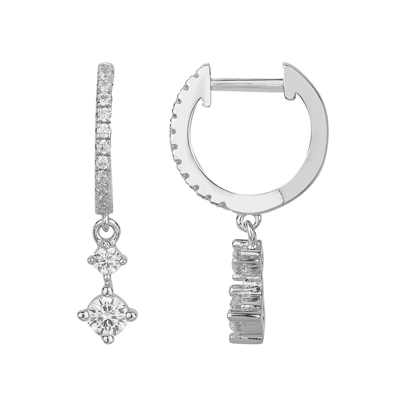 Boucles d'oreilles en Argent avec oxyde de zirconium blanc