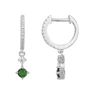 Boucles d'oreilles en Argent avec oxyde de zirconium vert emeraude