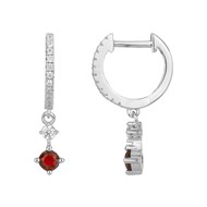 Créoles en Argent avec oxyde de zirconium rouge rubis