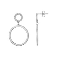 Boucles d'oreilles pendantes en Argent avec oxyde de zirconium blanc