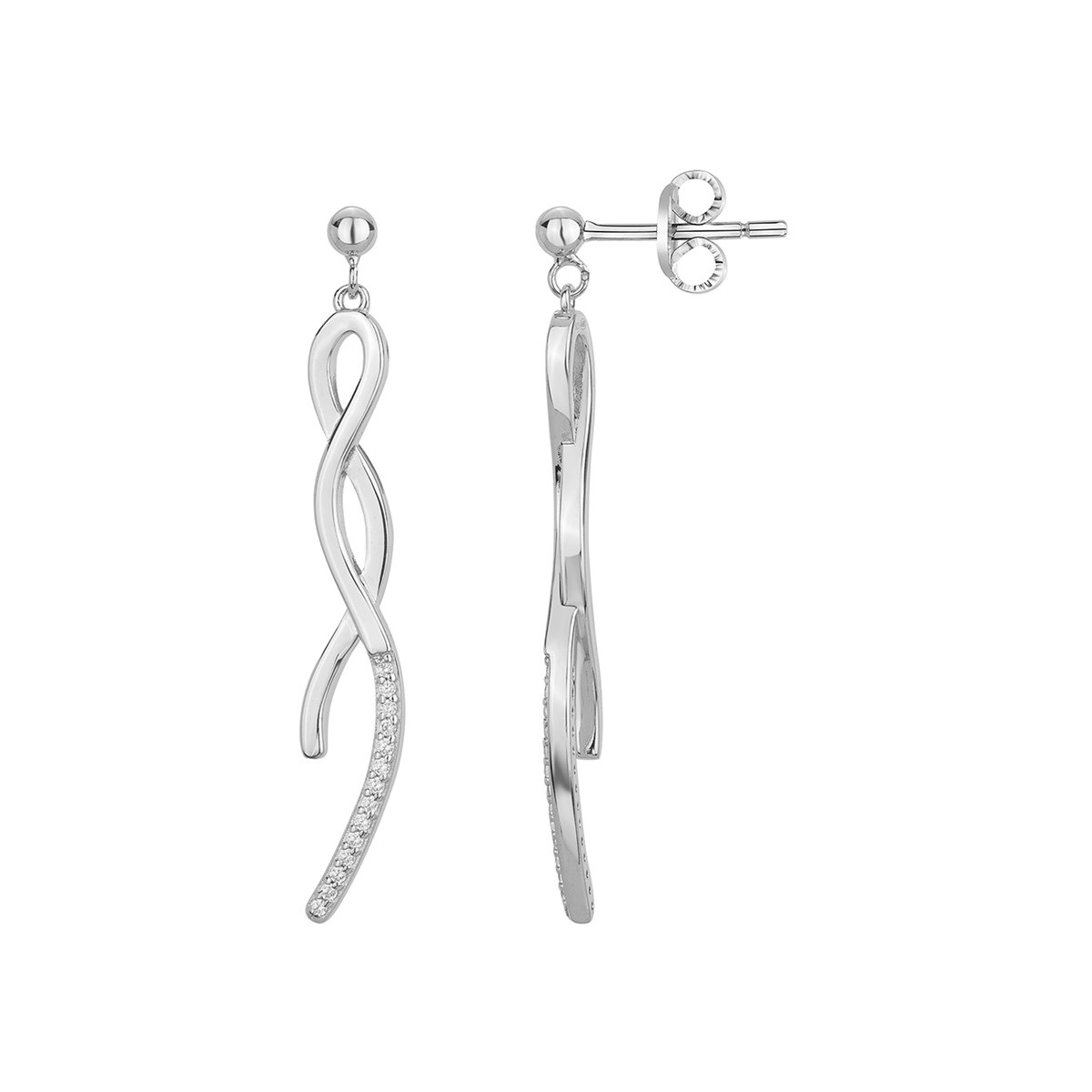 Boucles d'oreilles pendantes en Argent avec oxyde de zirconium blanc