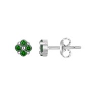 Boucles d'oreilles clous en Argent avec oxyde de zirconium vert emeraude