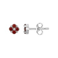 Boucles d'oreilles clous en Argent avec oxyde de zirconium rouge rubis