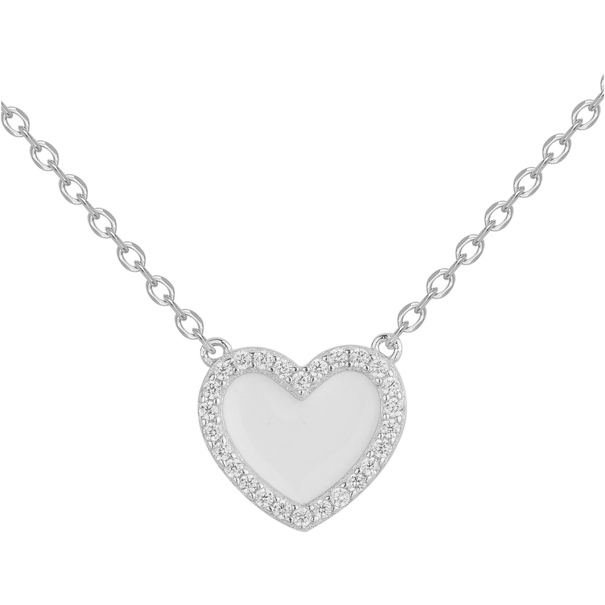 Collier mono-motif en Argent avec oxyde de zirconium blanc