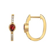 Créoles en Plaqué Or avec oxyde de zirconium rouge rubis