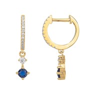 Créoles en Plaqué Or avec oxyde de zirconium bleu saphir