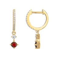 Créoles en Plaqué Or avec oxyde de zirconium rouge rubis