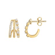 Gold-plated half hoop earrings with white zirconium oxide
