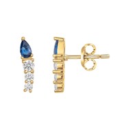 Boucles d'oreilles en Plaqué Or avec spinelle bleu saphir