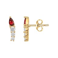 Boucles d'oreilles clous en Plaqué Or avec spinelle rouge rubis
