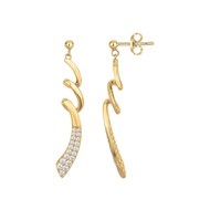 Boucles d'oreilles pendantes en Plaqué Or avec oxyde de zirconium blanc