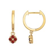 Créoles en Plaqué Or avec oxyde de zirconium rouge rubis