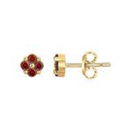 Boucles d'oreilles clous en Plaqué Or avec oxyde de zirconium rouge rubis