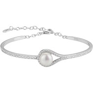 Bracelet semi-rigide Astrid en Argent avec perle d'eau douce blanc