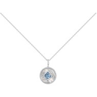 Collier mono-motif en Argent avec oxyde de zirconium bleu topaze