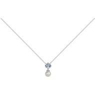 Collier mono-motif en Argent avec pierre bleu et perle bleu et blanc