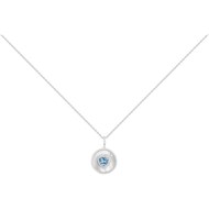 Collier mono-motif Mathilde en Argent avec oxyde de zirconium bleu topaze