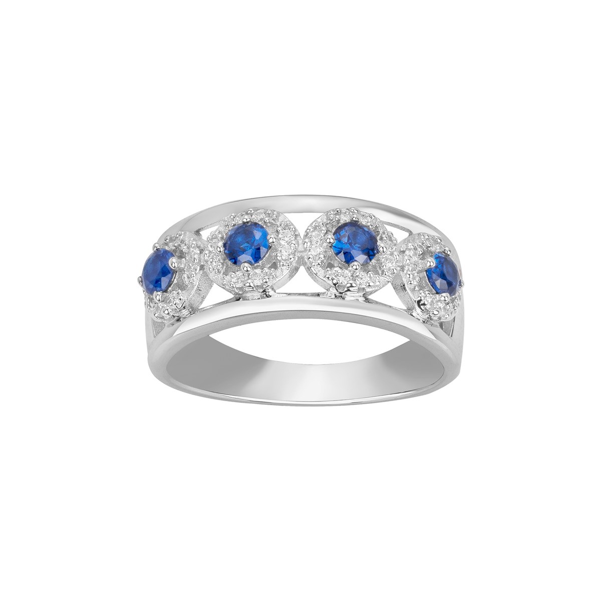 Bague en Argent avec oxyde de zirconium bleu saphir