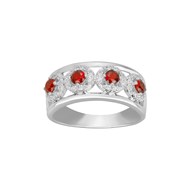 Bague en Argent avec oxyde de zirconium rouge rubis