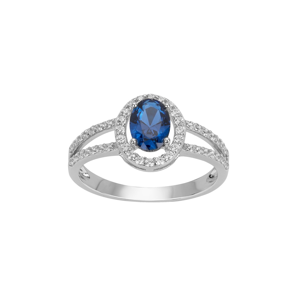 Bague en Argent avec oxyde de zirconium bleu saphir