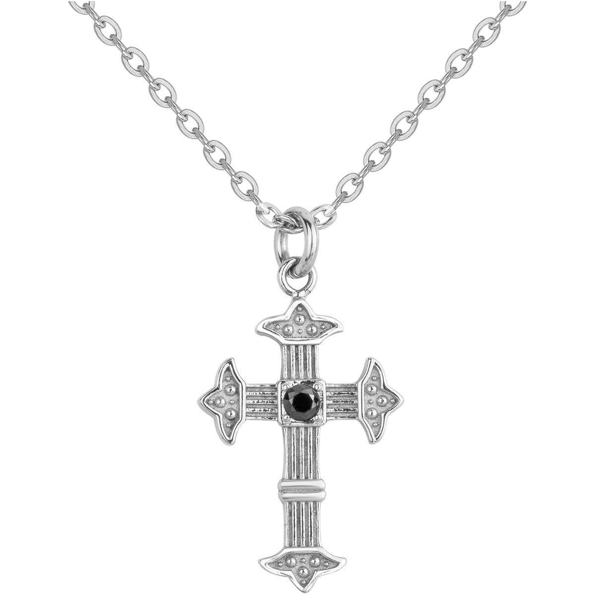 Collier mono-motif Zack en Acier 316L avec oxyde de zirconium noir