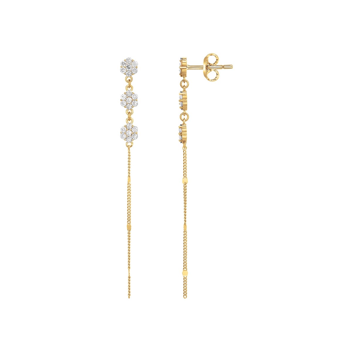 Boucles d'oreilles en Plaqué Or avec oxyde de zirconium blanc