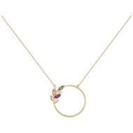Collier mono-motif en Plaqué Or avec oxyde de zirconium multicolore