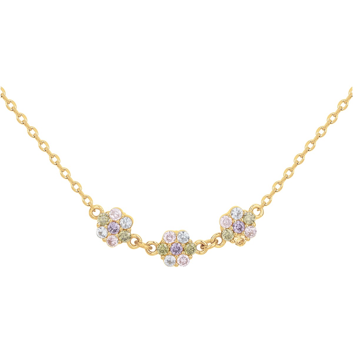 Collier multi-motifs en Plaqué Or avec oxyde de zirconium multicolore