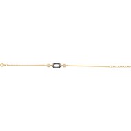 Bracelet souple mono-motif Estelle en Plaqué Or avec oxyde de zirconium blanc