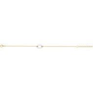 Bracelet souple mono-motif Jeanne en Plaqué Or avec oxyde de zirconium blanc