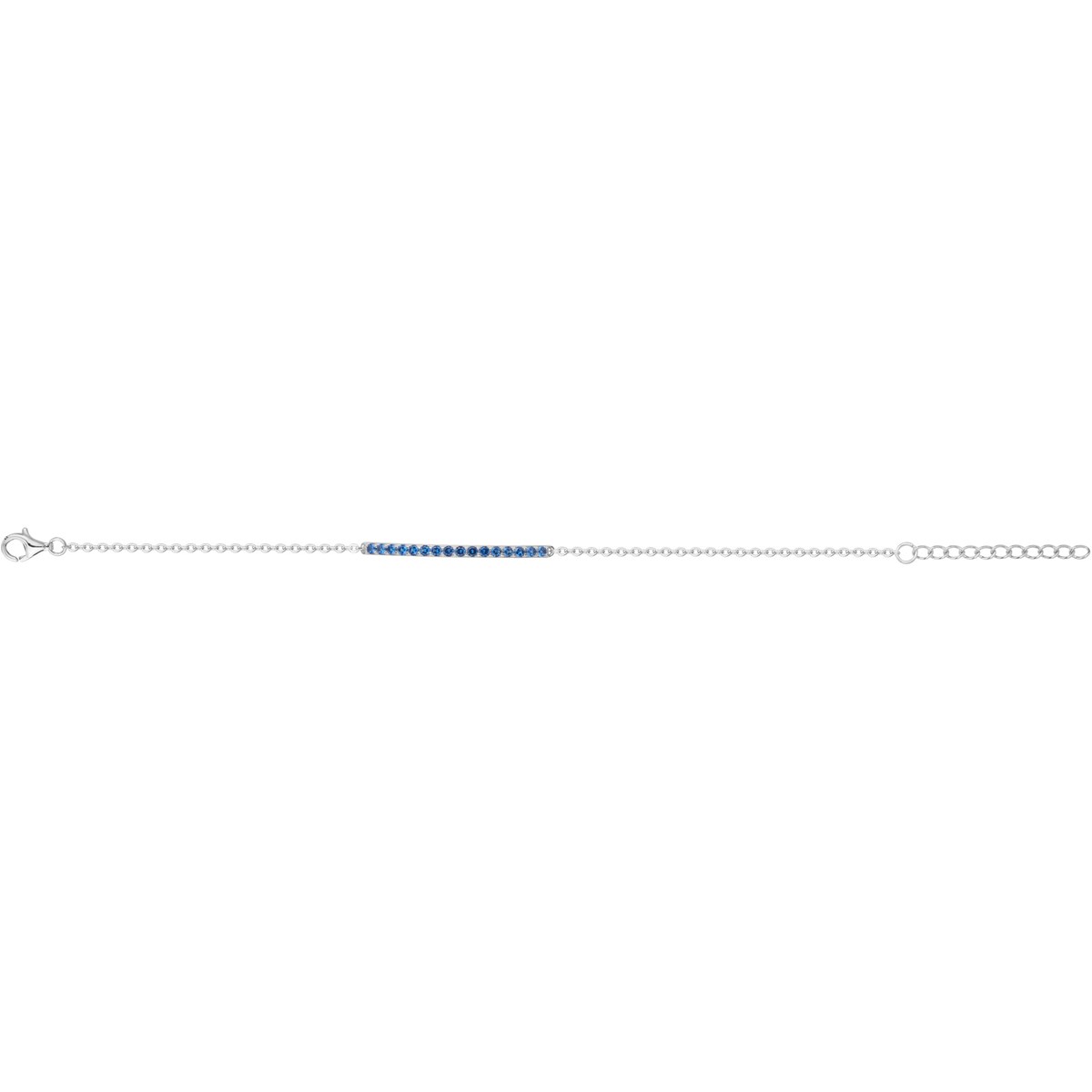 Bracelet souple mono-motif en Argent avec oxyde de zirconium bleu saphir