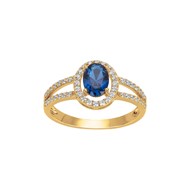 Bague en Plaqué Or avec oxyde de zirconium bleu saphir