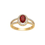 Bague en Plaqué Or avec oxyde de zirconium rouge rubis