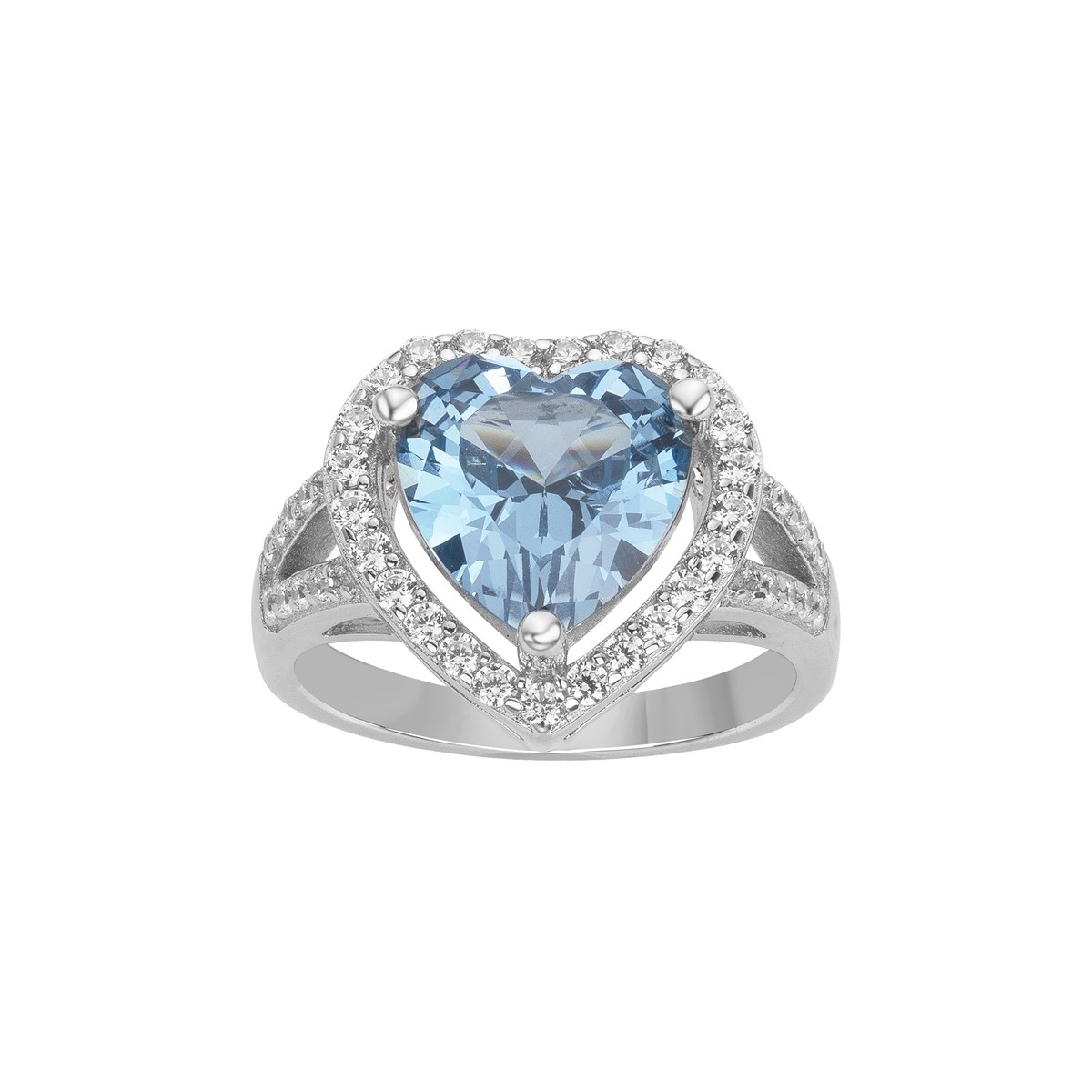 Bague en Argent avec oxyde de zirconium bleu topaze