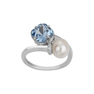 Bague Mathilde en Argent avec oxyde de zirconium bleu et blanc