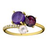 Bague or 9 carats améthyste rhodolite quartz oxydes - vue V1