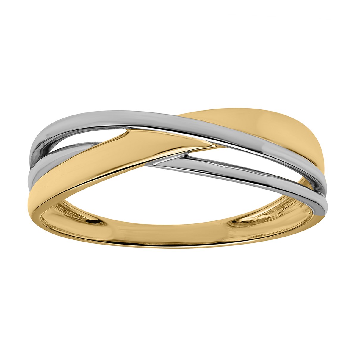 Bague Brillaxis or bicolore motif entrelacé - vue 2