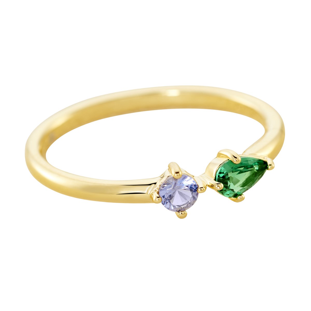 Bague Agatha fine Astre vert/doré