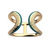 Bague large Les Cadettes dorée laque bleu canard - vue V1