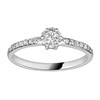 Solitaire accompagné motif fleur or blanc diamants - vue V2