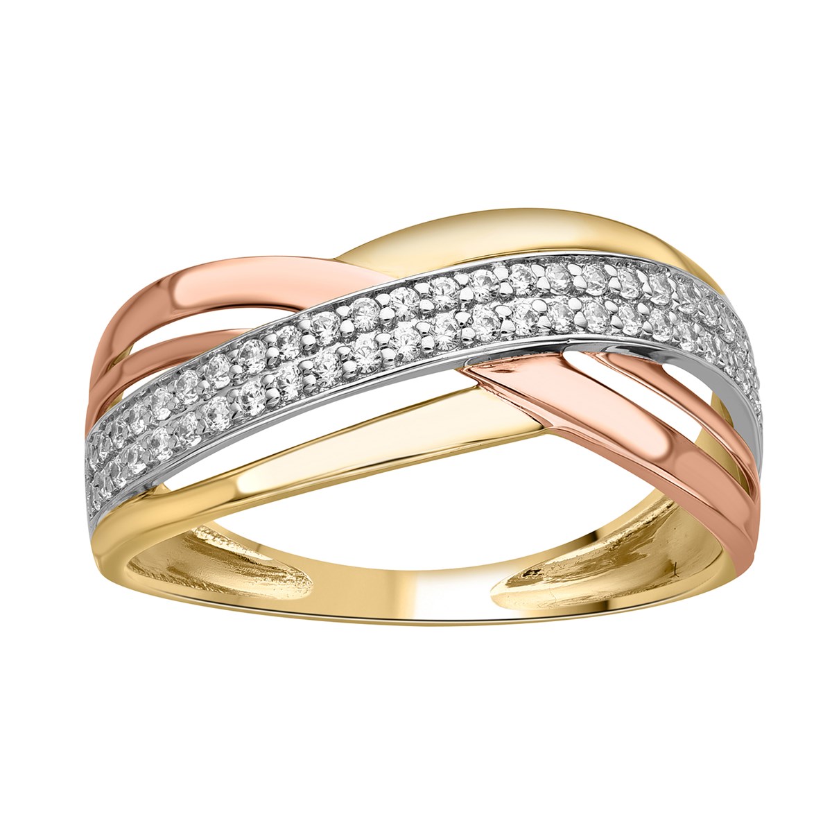 Bague Brillaxis 3 ors 9 carats oxydes - vue 2