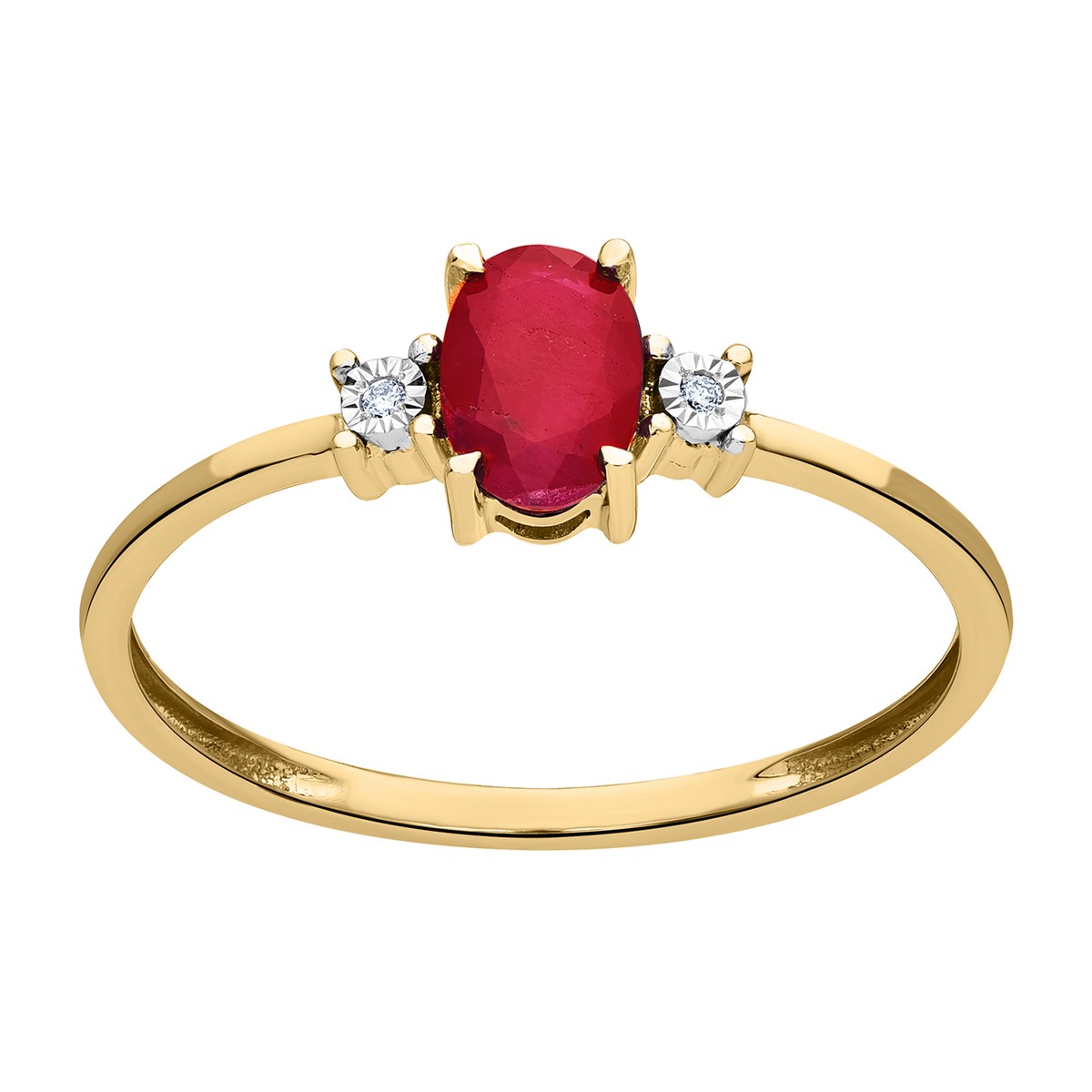 Bague Brillaxis or jaune 18 carats rubis diamants - vue 2