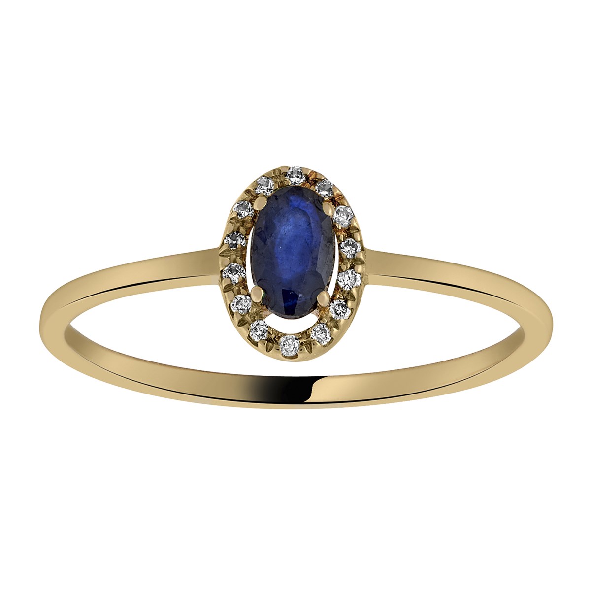 Bague Brillaxis or jaune saphir ovale diamants - vue 2