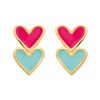 Boucles d'oreilles Brillaxis double coeur bicolore - vue V1