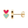 Boucles d'oreilles Brillaxis double coeur bicolore - vue V3