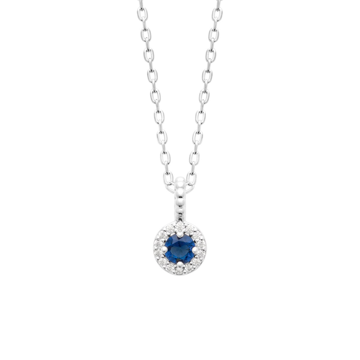 Collier Brillaxis argent rhodié pendentif oz bleu
45 cm45