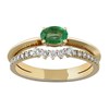 Bague double anneau or jaune émeraude diamants - vue V2