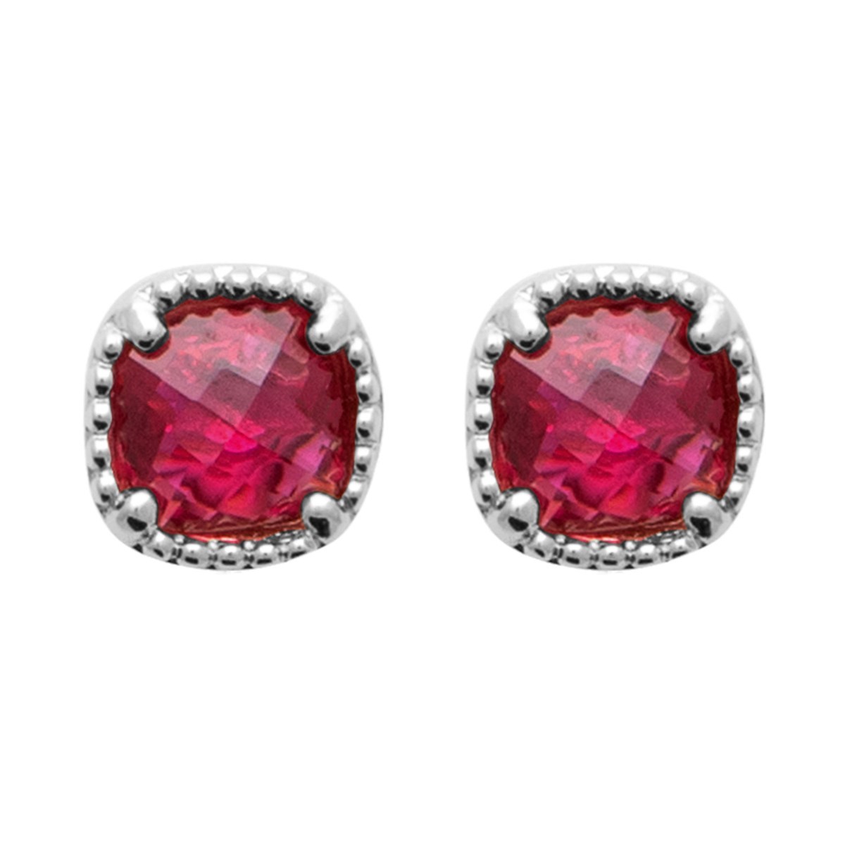 Boucles d'oreilles Brillaxis pierre rouge argent